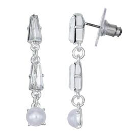 You''re Invited Crystal & Pearl Stone Linear Post Earrings