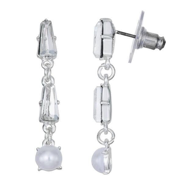 You''re Invited Crystal & Pearl Stone Linear Post Earrings - image 