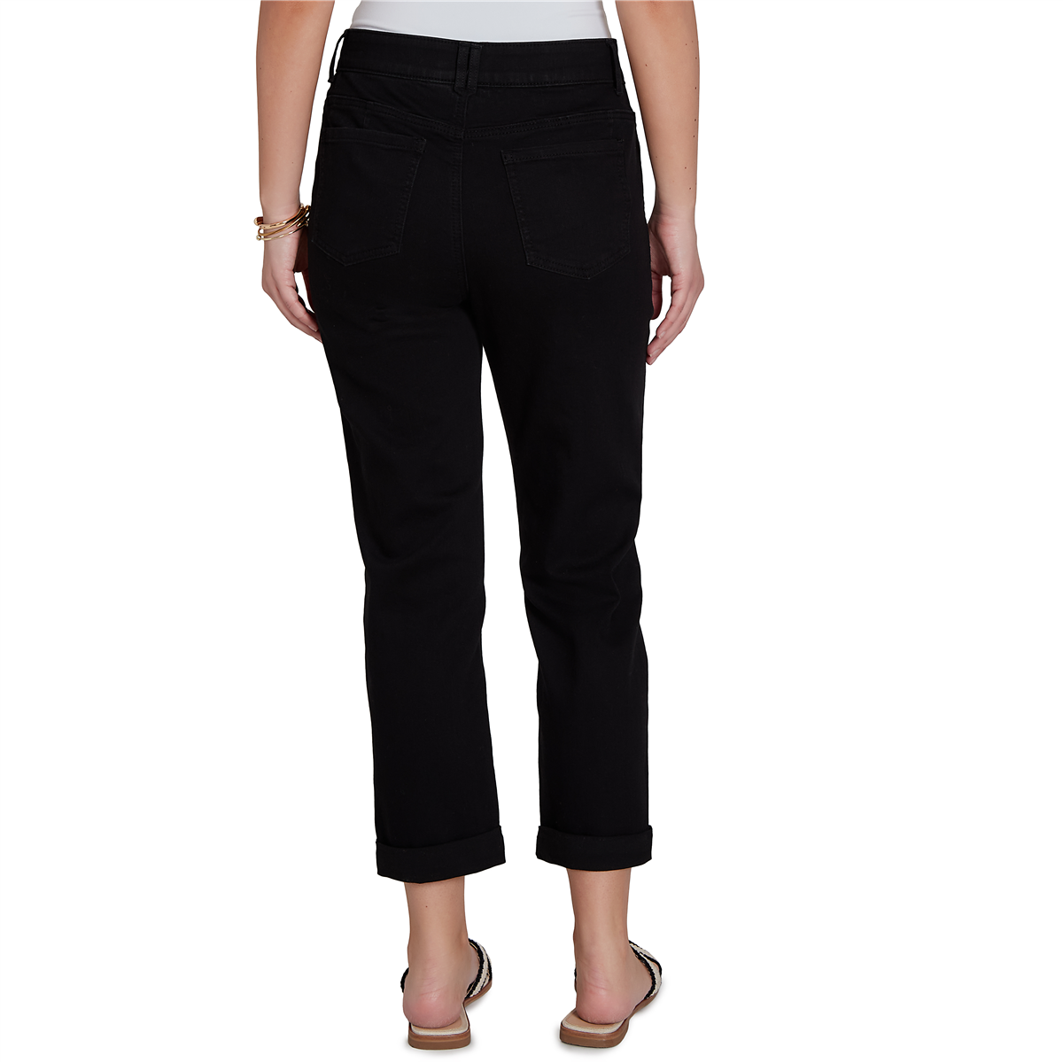 Petite Ruby Rd. Key Items Jet Black Cropped Girlfriend Jeans