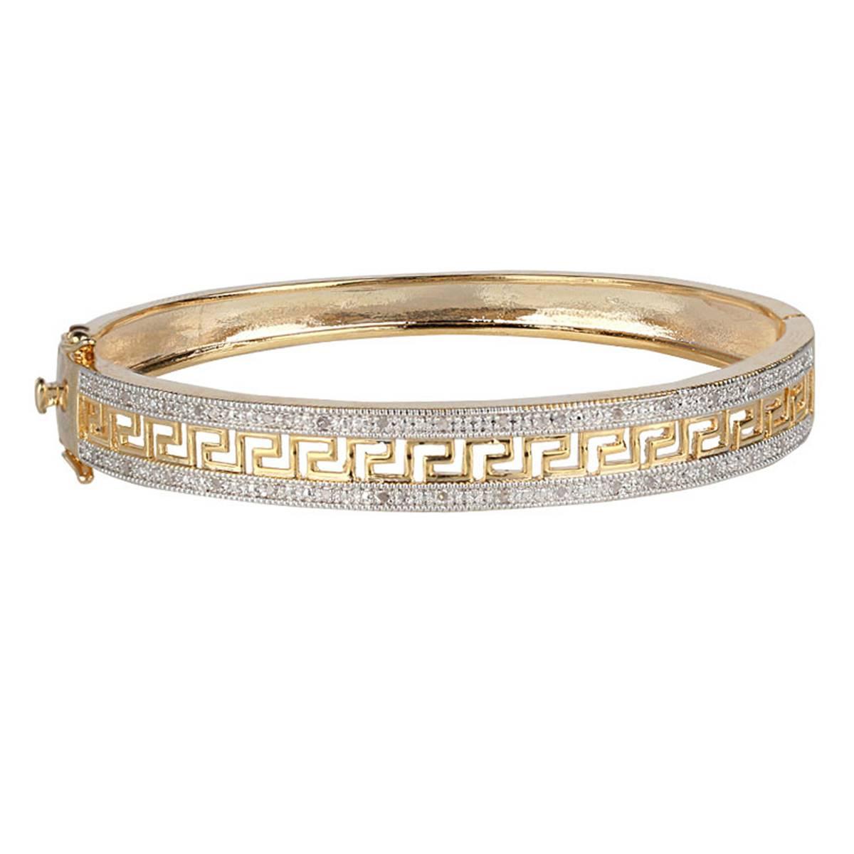 Gianni Argento Gold 1/4ctw. Diamond Greek Key Bangle...