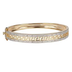 Gianni Argento Gold 1/4ctw. Diamond Greek Key Bangle Bracelet