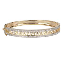 Gianni Argento Gold 1/4ctw. Diamond Greek Key Bangle Bracelet