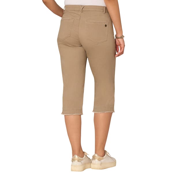 Womens Democracy “Ab”solution® Solid Mid Rise Fray Hem Capris