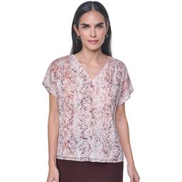 Womens Calvin Klein Short Sleeve V Neck Reptile Blouse