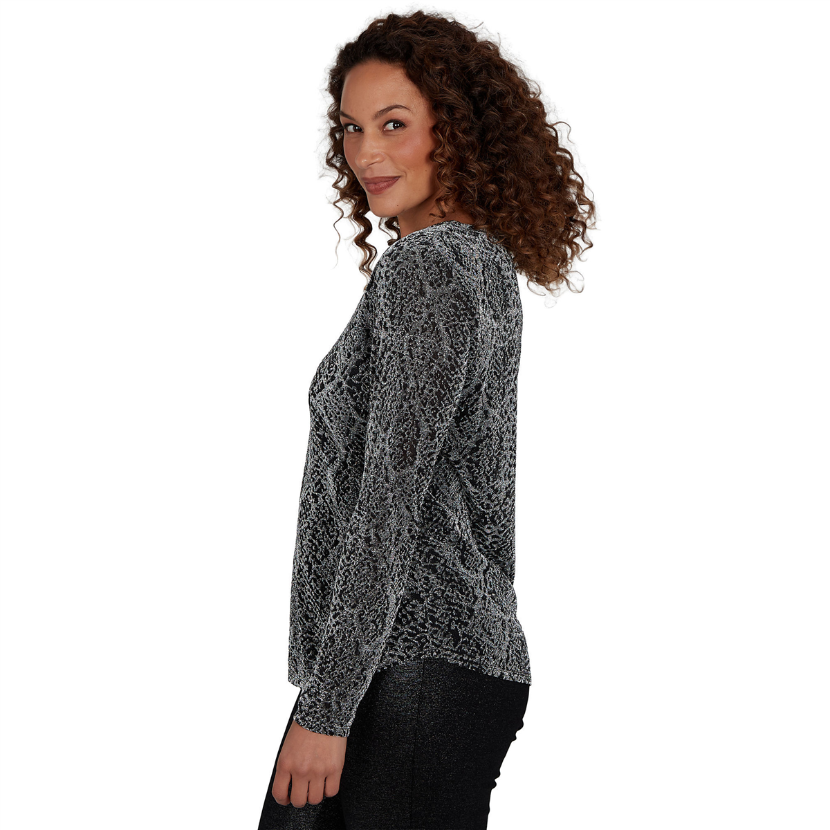 Womens Emaline Lavender Revelry Abstract Textured Knit Sweater