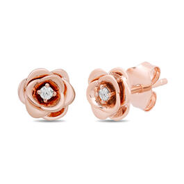 Enchanted Disney&#174; Rose Gold Over Sterling Silver Flower Earrings
