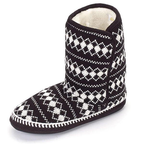 Womens Capelli Diamond Knit Boot Slippers - image 