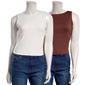 Juniors Pink Rose 2pk. Contour Knit Boat Neck Tank Tops - image 1