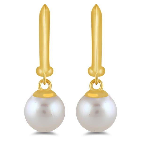 Gemstone Classics™ Gold over Silver Pearl Drop Earrings