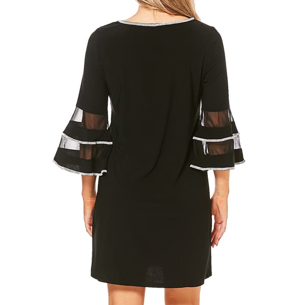 Petite MSK 3/4 Bell Sleeve Rhinestone Trim Shift Dress