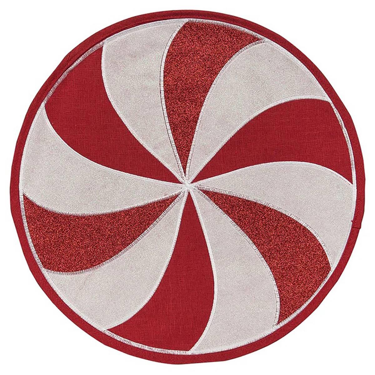 Peppermint Applique Cut Our Round Placemat