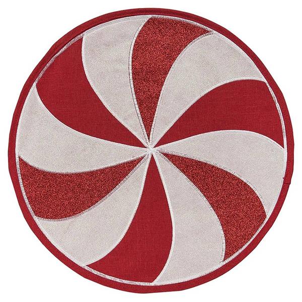 Peppermint Applique Cut Our Round Placemat - image 
