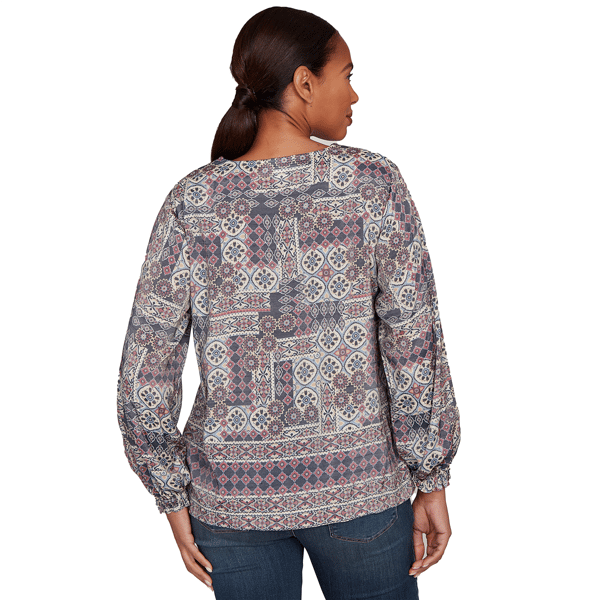 Womens Skye&#8217;s the Limit Back To Town V Neck Patchwork Blouse