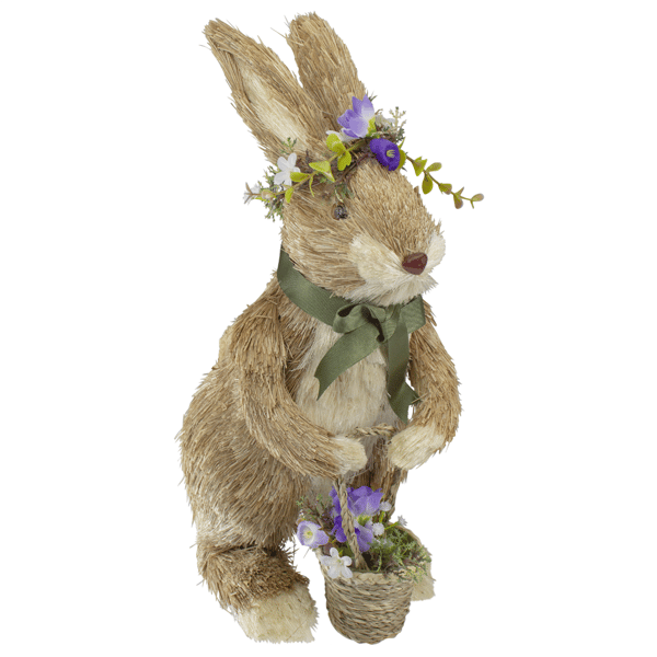 Northlight Standing Easter Bunny Rabbit w/ Flower Crown & Basket
