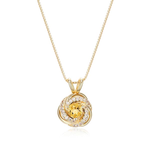 Forever Facets 18kt. Gold Citrine Love Knot Necklace - image 