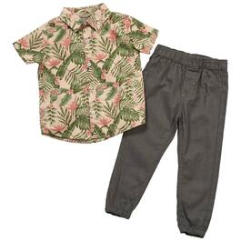 Toddler Boy Brooklyn Boys&#174; Tropical Button Top/Solid Joggers Set