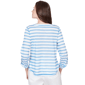 Petite Hearts of Palm Embraceable Blue Roll Tab Sleeve Blouse - image 2