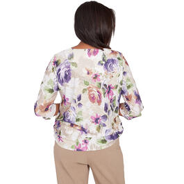 Plus Size Alfred Dunner Charm School Knit Floral Texture Top