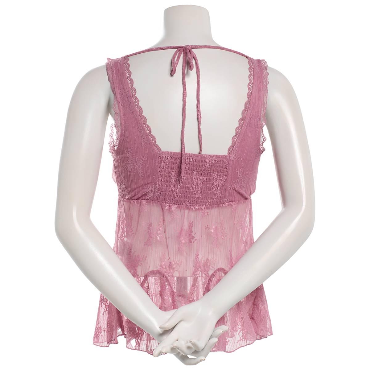Juniors Madden Girl Floral Stretch Lace V-Neck Tie Back Tank Top
