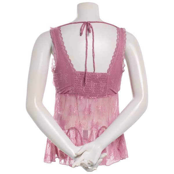 Juniors Madden Girl Floral Stretch Lace V-Neck Tie Back Tank Top