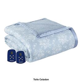 Micro Flannel&#174; Reverse to Sherpa Toile Heated Blanket
