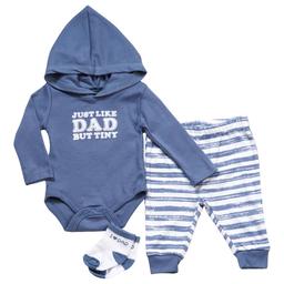 Baby Boy (3-9M) Baby Essentials 3pc. Like Dad Hooded Layette Set