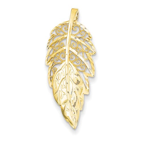 Gold Classics&#40;tm&#41; 14kt. Gold Diamond Cut Leaf Pendant - image 