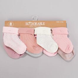 Baby Girl so''dorable&#40;R&#41; 8pk. Textured Knit Turn Cuff Socks