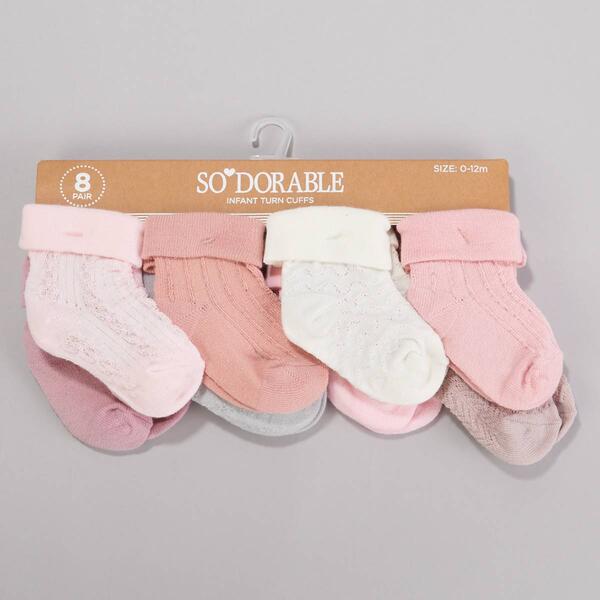 Baby Girl so''dorable&#40;R&#41; 8pk. Textured Knit Turn Cuff Socks - image 