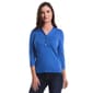 Petite Rafaella&#40;R&#41; 3/4 Puff Sleeve V Neck Solid Top - image 1