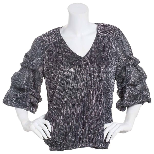 Plus Size MSK Lurex Crinkle Lantern Sleeve Top