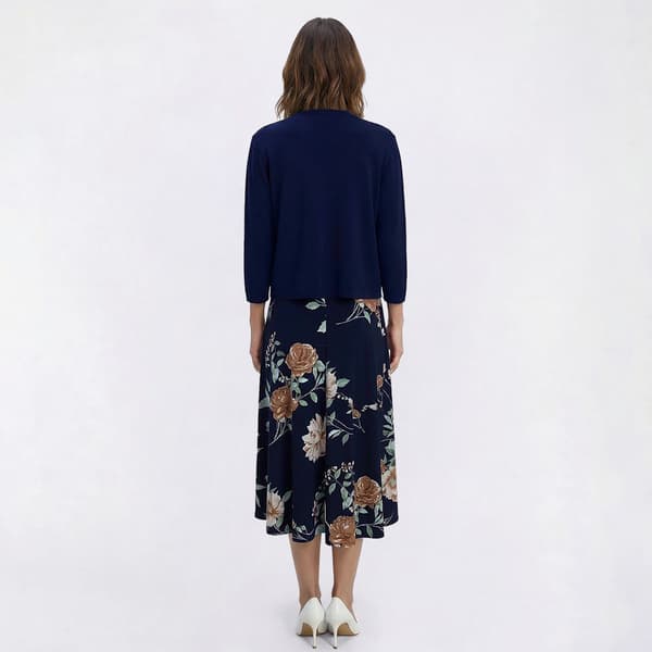 Petite Studio One 3/4 Sleeve Floral Pleated Waist Jacket Dress