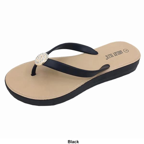 Womens Ashley Blue Blown Jellies Flat Bottom Flip Flops