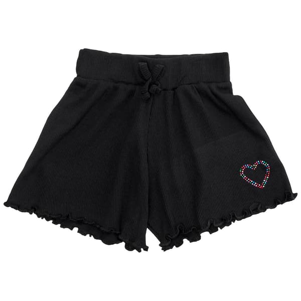 Toddler Girl Pink Angel&#40;tm&#41; Heart Stud Lettuce Edge Ribbed Shorts - image 