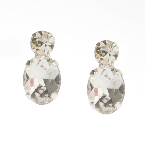 Rosa Rhinestones Oval Stud Earrings - image 