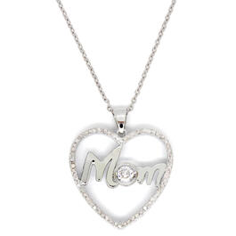 Gianni Argento Silver Plated 1/4ctw. MOM Heart Pendant