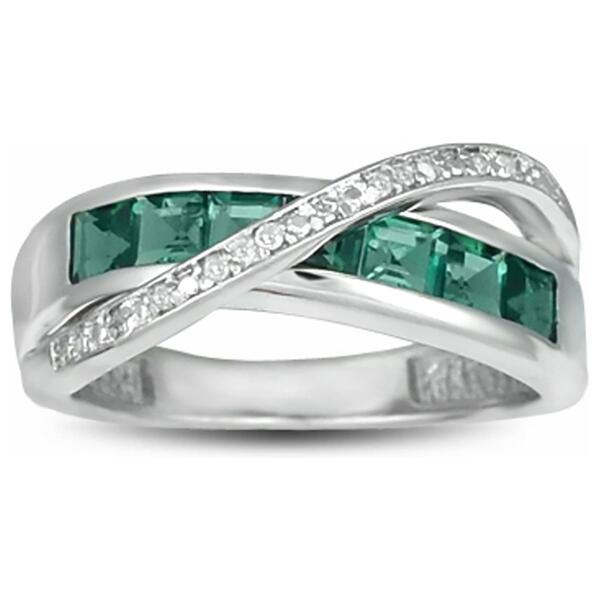 Gemstone Classics&#40;tm&#41; Intertwined Emerald & Diamond Ring - image 