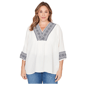 Plus Size Skyes the Limit Fresh Start 3/4 Sleeve V-Neck Top Wit - image 1
