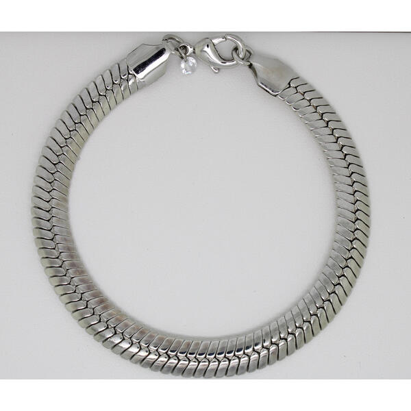 Silver Plated Herringbone Chain Link Bracelet - image 