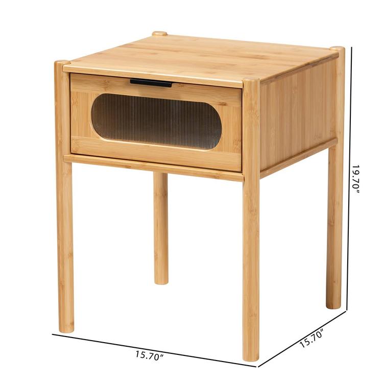 Baxton Studio Naresh Brown Bamboo Wood 1-Drawer End Table