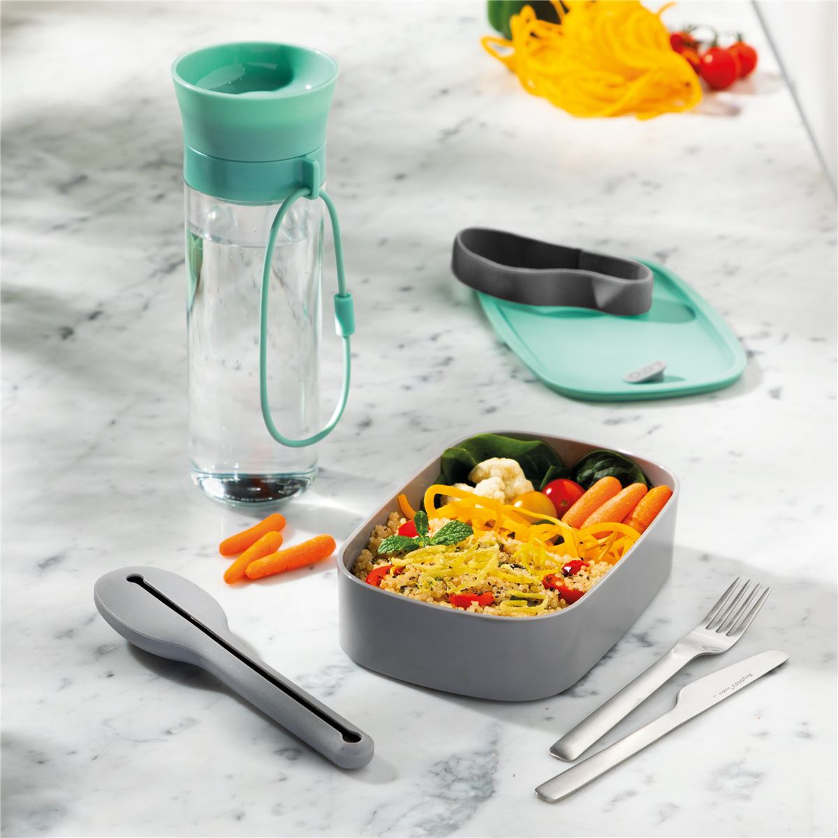 BergHOFF Leo Water Bottle, Flatware, & Bento Box Lunch Set