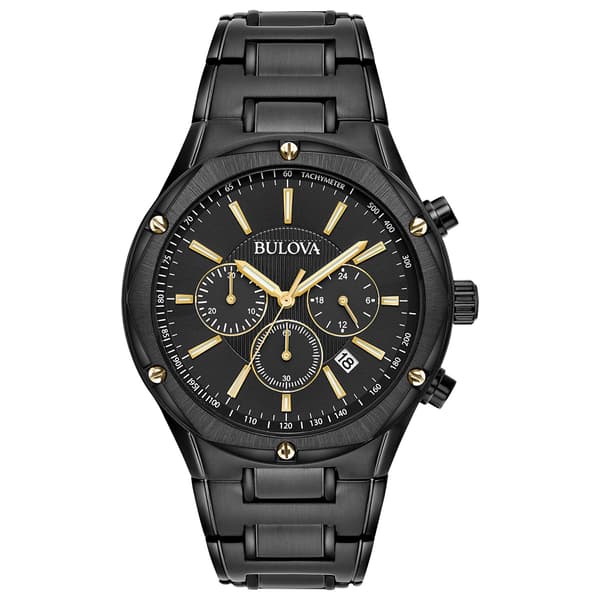 Mens Bulova Stainless Black IP Chrono Bracelet Watch - 98B287 - image 