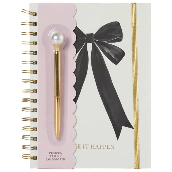 Black Bow Spiral Notebook with Pen - image 