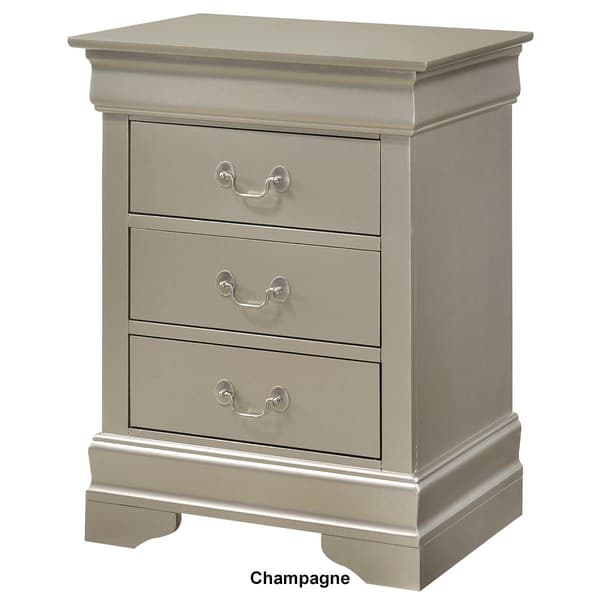 Passion Furniture Louis Philippe 3-Drawer Nightstand