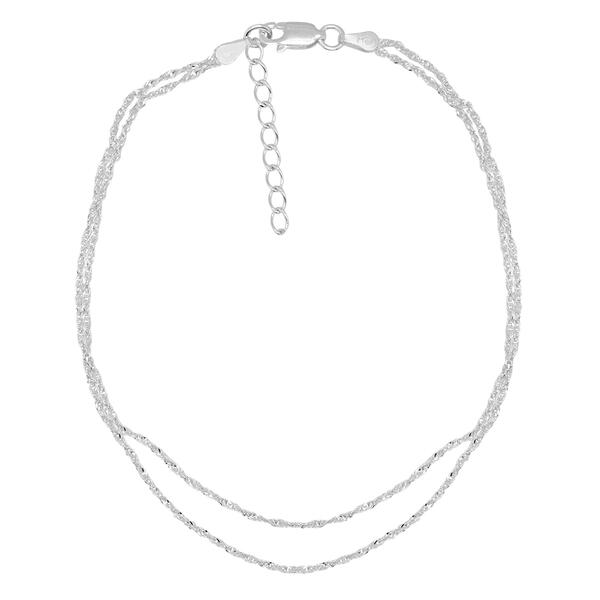 Barefootsies Sterling Silver 2 Strand Twisted Anklet - image 