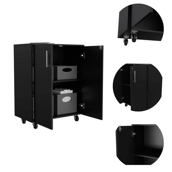 FM FURNITURE Lewis Black Wengue Storage Cabinet Base