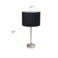 Simple Designs Brushed Nickel Stick Lamp w/Fabric Drum Shade - image 3