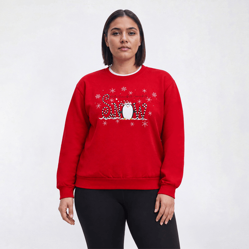 Plus Size Top Stitch by Morning Sun Let It Snow Fleece Sweatshirt - image 