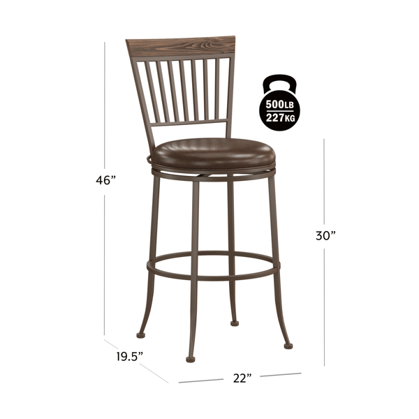 HH2 Home Hawkins Metal Commercial Grade Bar Height Swivel Stool
