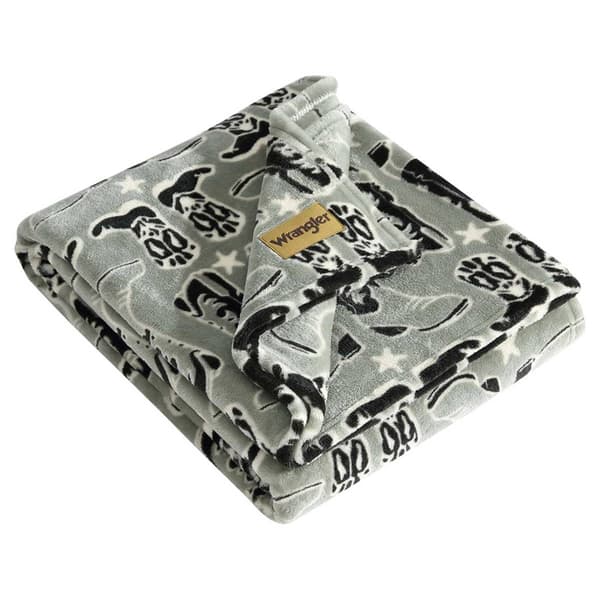 Wrangler Knockin Boots Soft Plush Throw - image 